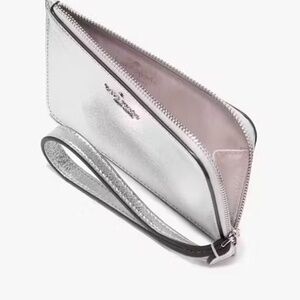 🆕 kate spade♠️ Lucy Metallic L-Zip Silver Sparkle NWT🩶Gift Idea 🩶
